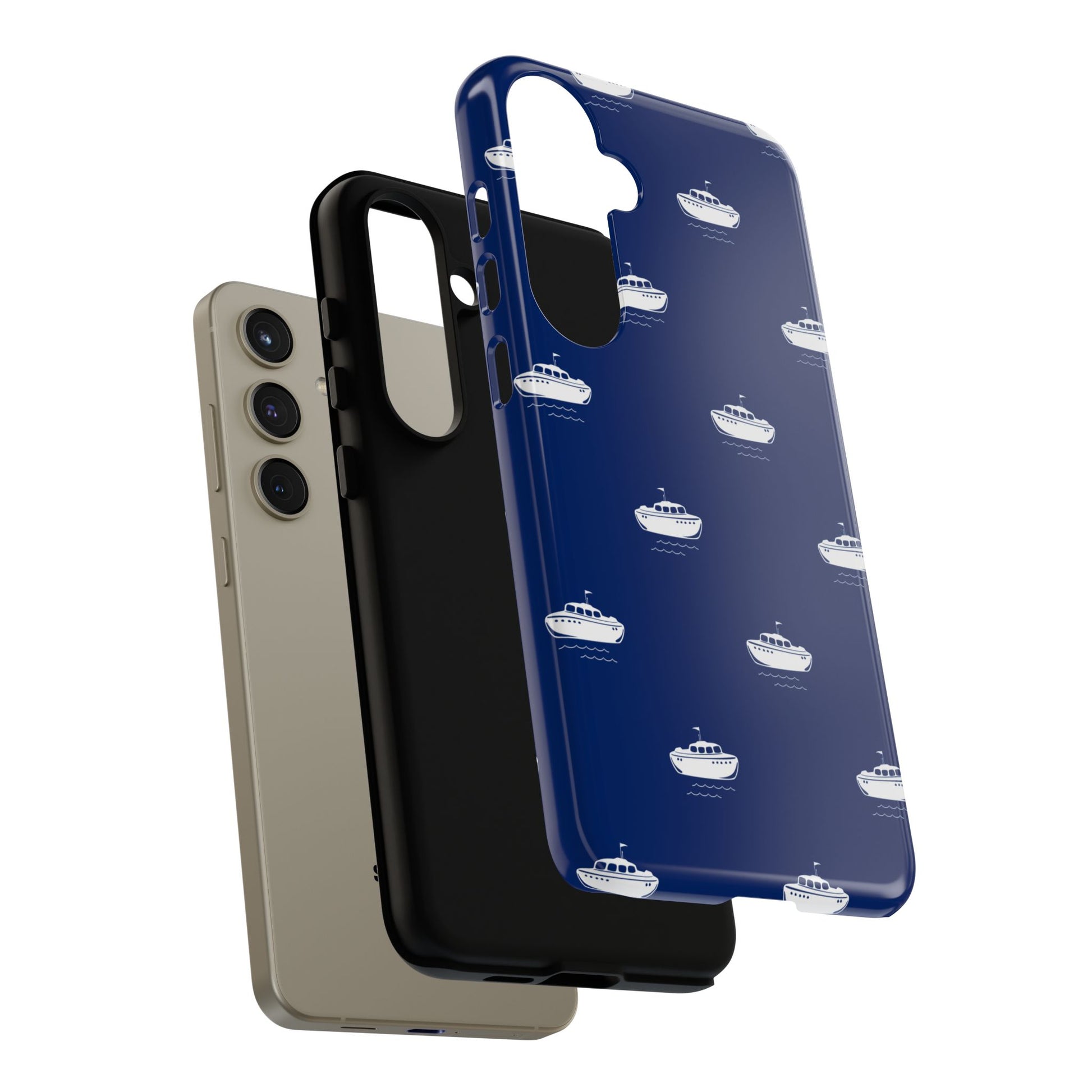 Blue Boat Phone Case – Calm Ocean Pattern for iPhone & Samsung, Durable & Stylish Protection - JGUS