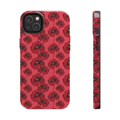 Scarlet Sketch | Red Poppy Floral Phone Case – Aesthetic Protective Cover for iPhone & Samsung