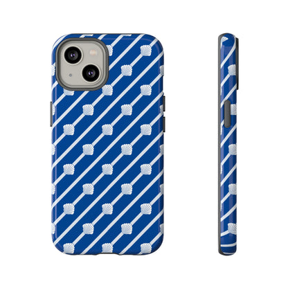 Navy Blue Seashell Phone Case for iPhone Samsung Pixel – Nautical Coastal Stripe Aesthetic - JGUS