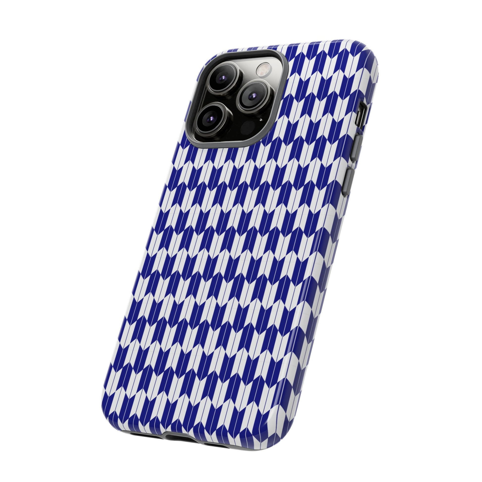 Navy Blue Geometric Phone Case for iPhone Samsung Pixel – Minimal Pattern Modern Aesthetic - JGUS