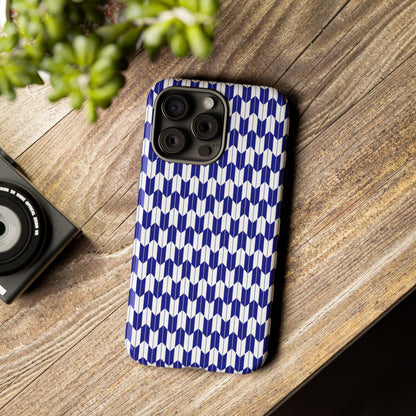 Navy Blue Geometric Phone Case for iPhone Samsung Pixel – Minimal Pattern Modern Aesthetic - JGUS