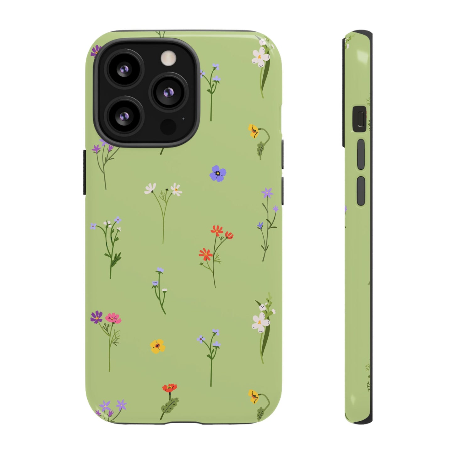 Pastel Green Wildflower Phone Case – Cute Floral Pattern for iPhone & Samsung