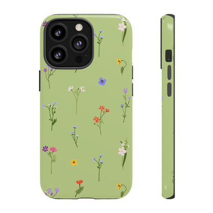 Pastel Green Wildflower Phone Case – Cute Floral Pattern for iPhone & Samsung