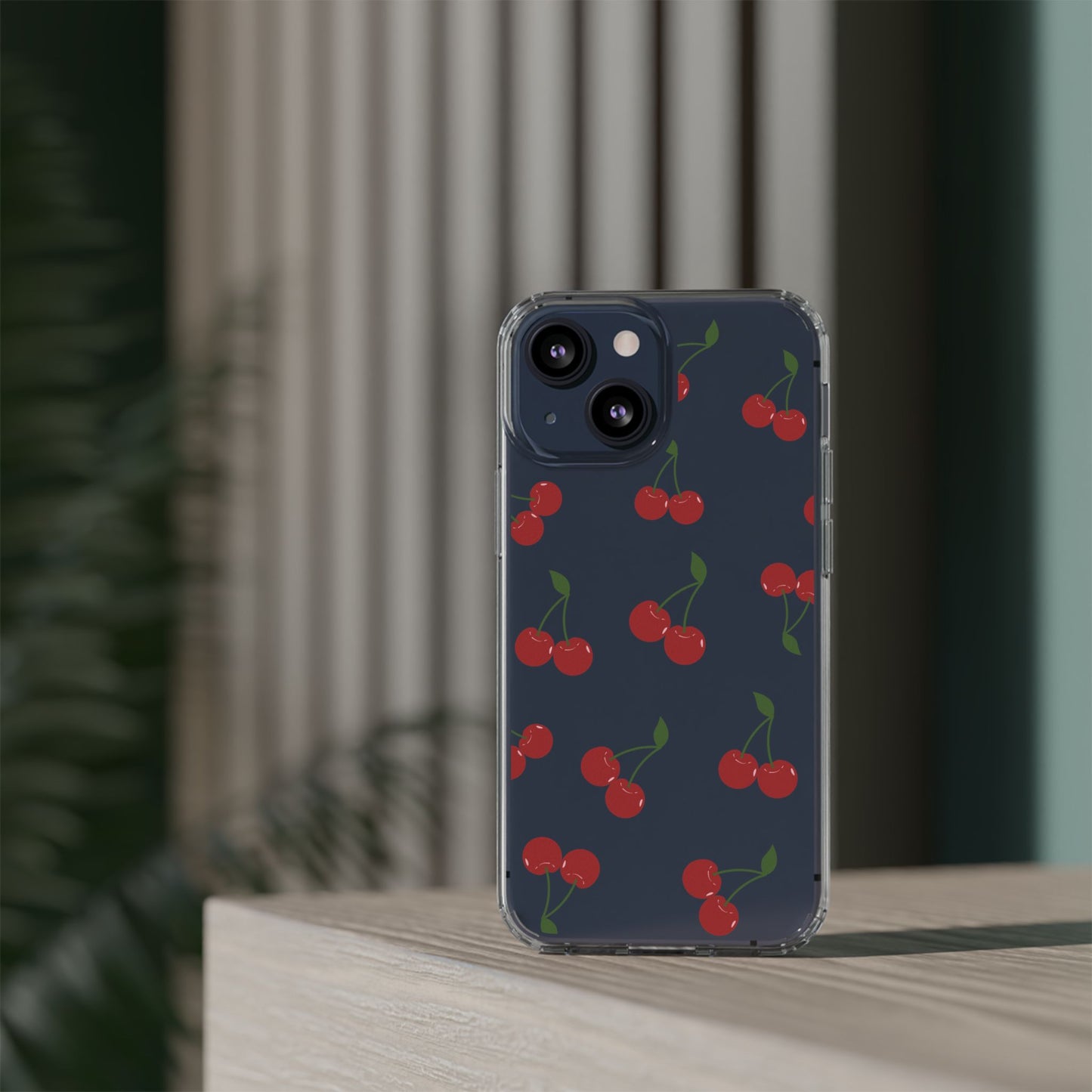 Random Cherry Pattern Clear Phone Case – Playful and Protective