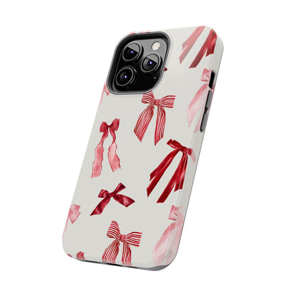 Burgundy Chic Bow Design Phone Case – Customizable, Dual-Layer Protection for iPhone & Samsung