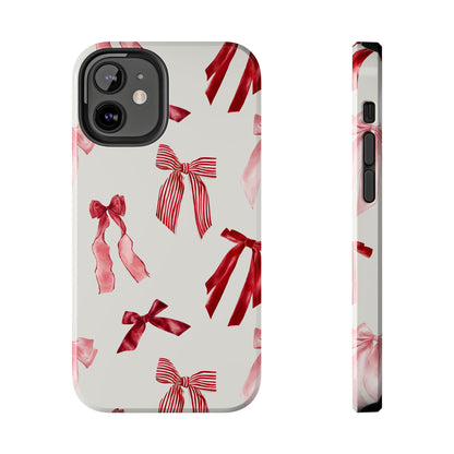 Burgundy Chic Bow Design Phone Case – Customizable, Dual-Layer Protection for iPhone & Samsung