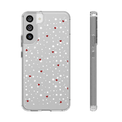 Snowy Hearts Clear Phone Case