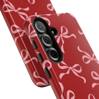 Pink Bows on Red Phone Case - JGUS