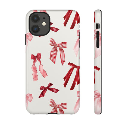 Burgundy Chic Bow Design Phone Case - JGUS