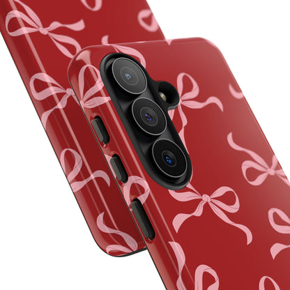 Pink Bows on Red Phone Case - JGUS