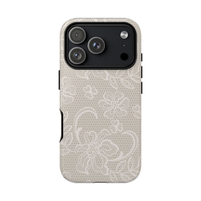 Lace Phone Case for iPhone Samsung Pixel – Cream Floral Elegant Aesthetic - JGUS