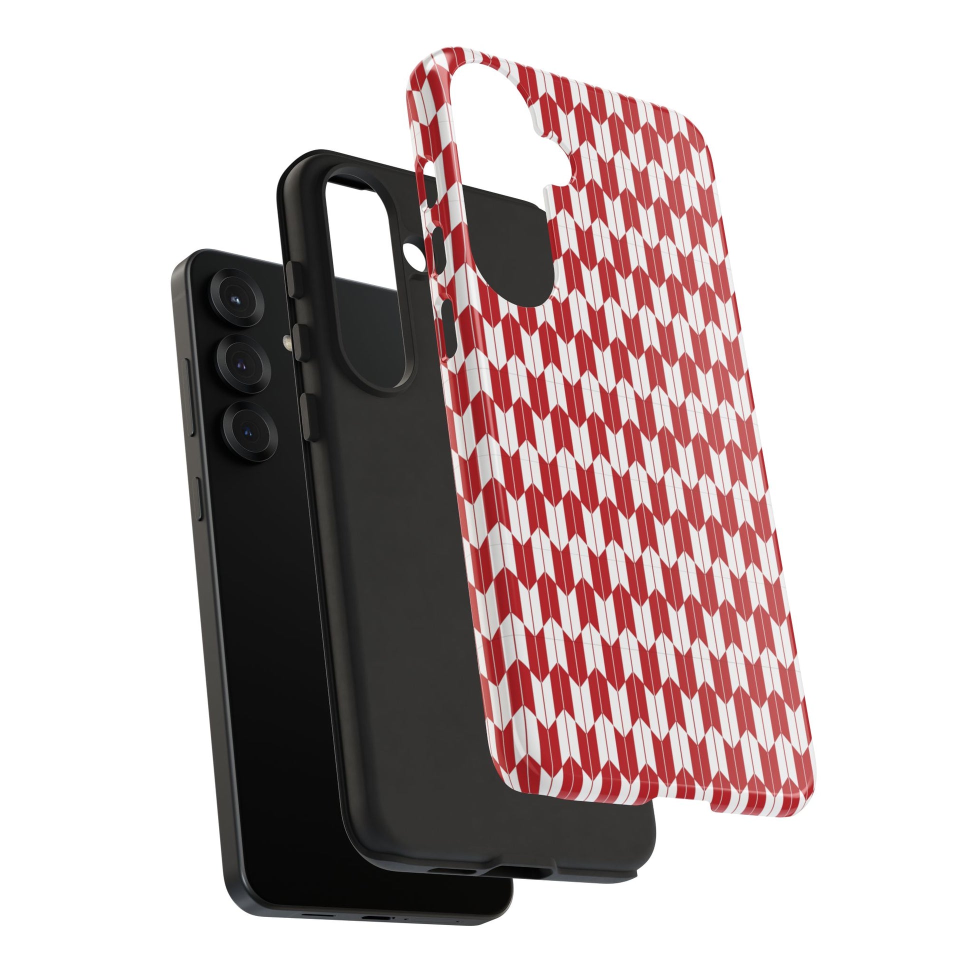 Red Geometric Phone Case for iPhone Samsung Pixel – Bold Pattern Aesthetic Modern Design - JGUS