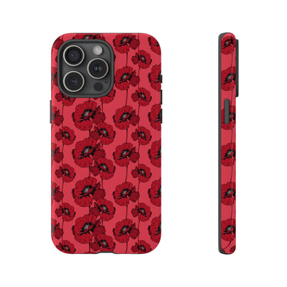 Red Poppy Phone Case for iPhone, Samsung & Google Pixel – Bold Floral Statement Aesthetic - JGUS