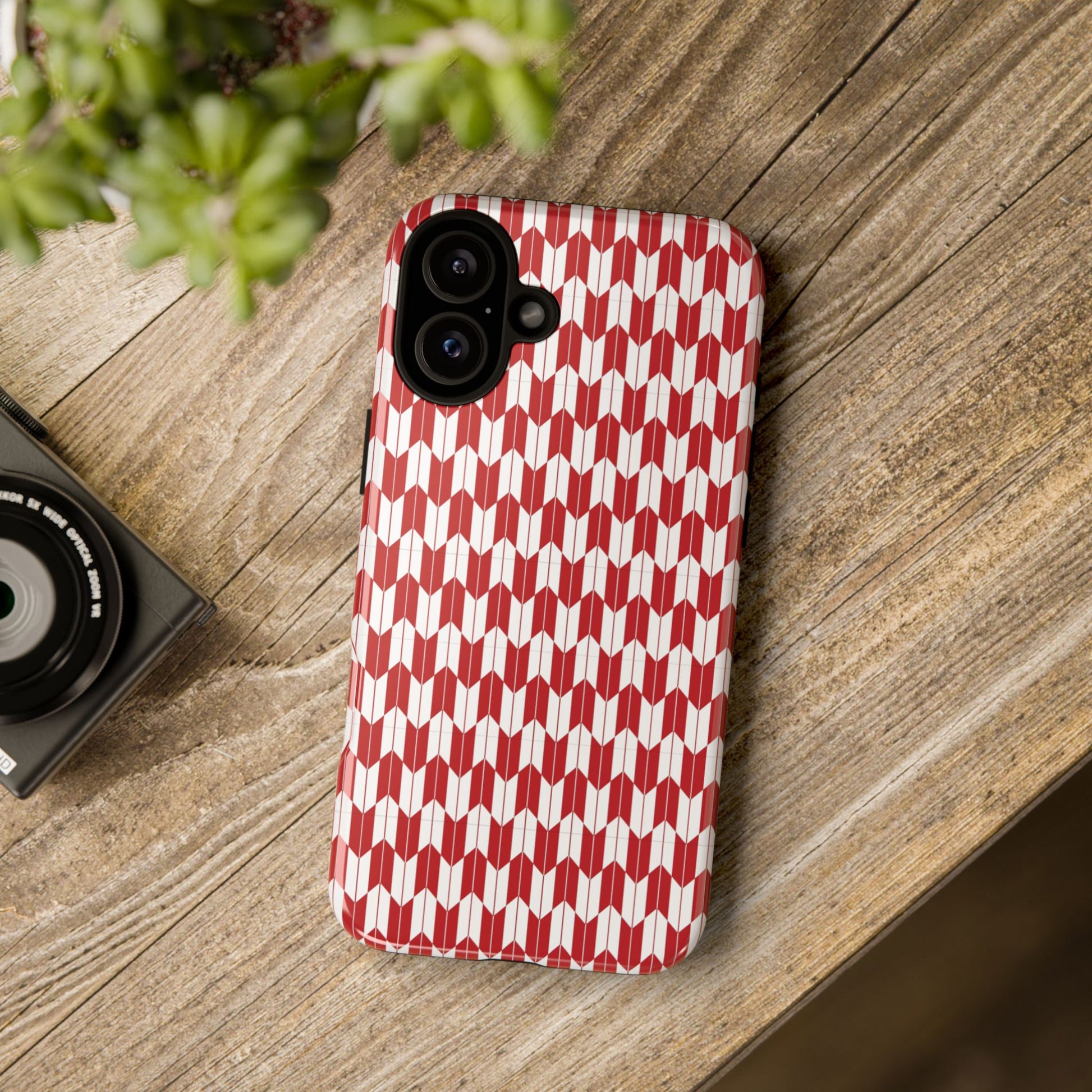 Red Geometric Phone Case for iPhone Samsung Pixel – Bold Pattern Aesthetic Modern Design - JGUS