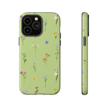 Pastel Green Wildflower Phone Case – Cute Floral Pattern for iPhone & Samsung