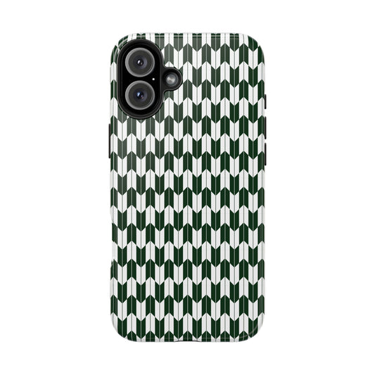 Green Harmony Geometric Phone Case – Durable, Slim, and MagSafe Compatible