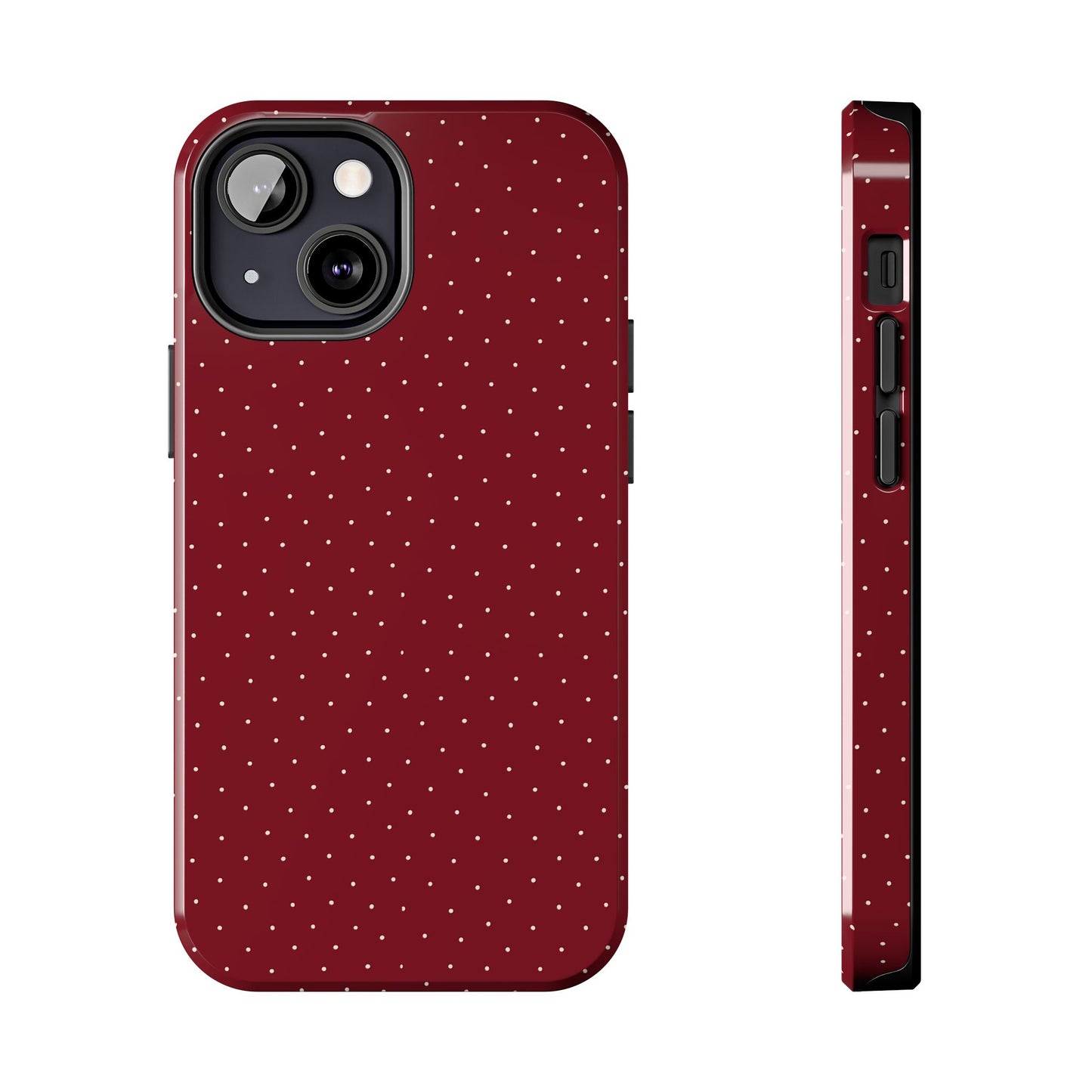 Burgundy  & White Dots Case