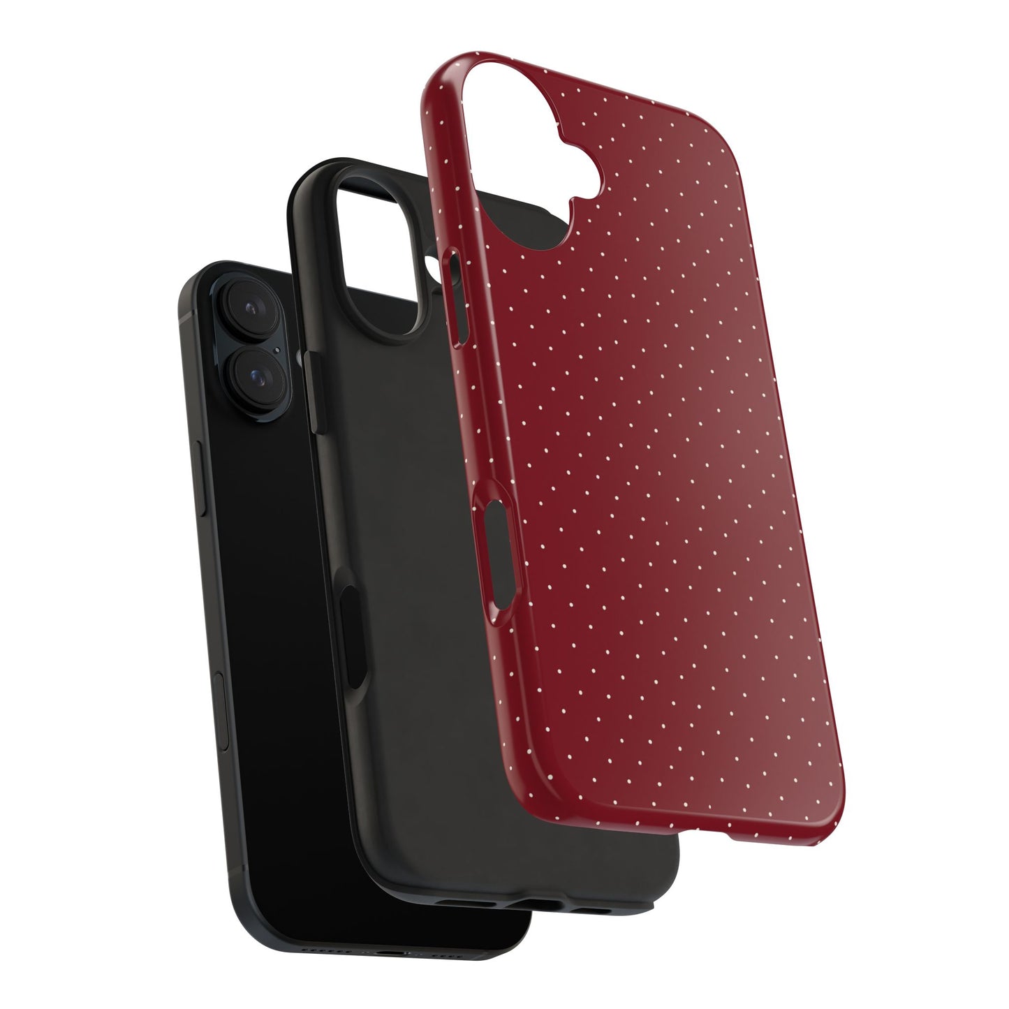 Burgundy  & White Dots Case