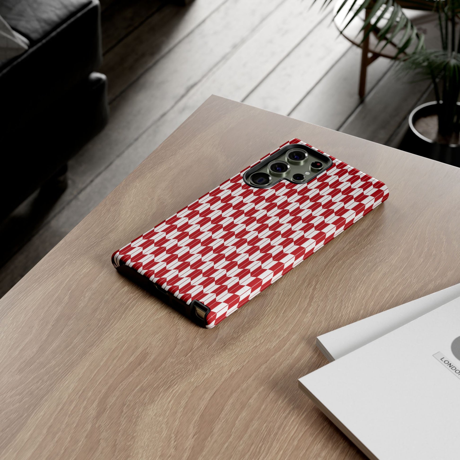 Red Geometric Phone Case for iPhone Samsung Pixel – Bold Pattern Aesthetic Modern Design - JGUS