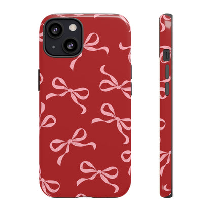 Pink Bows on Red Phone Case - JGUS