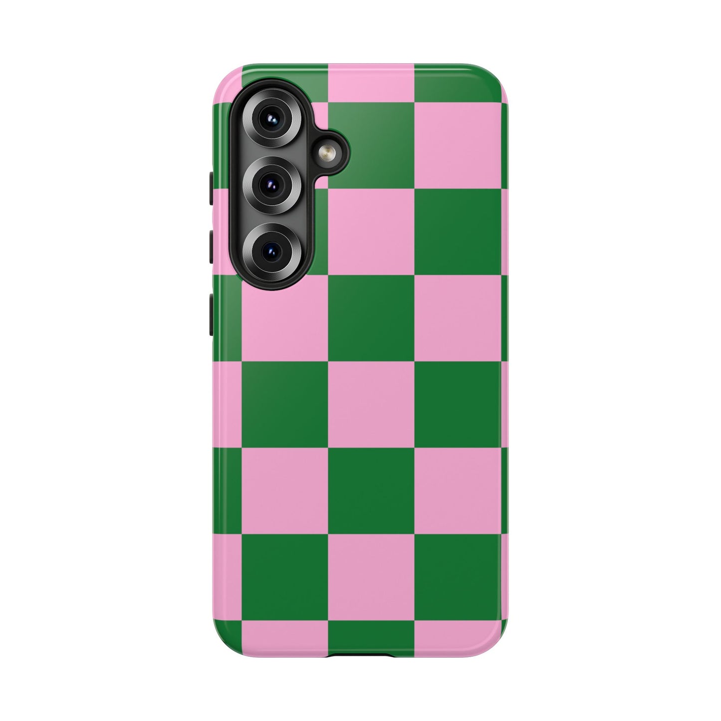Pink Retro Checkered Phone Case – 90s Aesthetic, Vintage Grid Pattern for iPhone & Samsung - JGUS