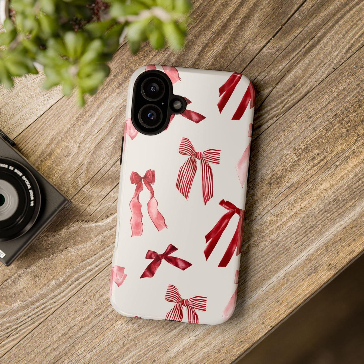 Burgundy Chic Bow Design Phone Case - JGUS