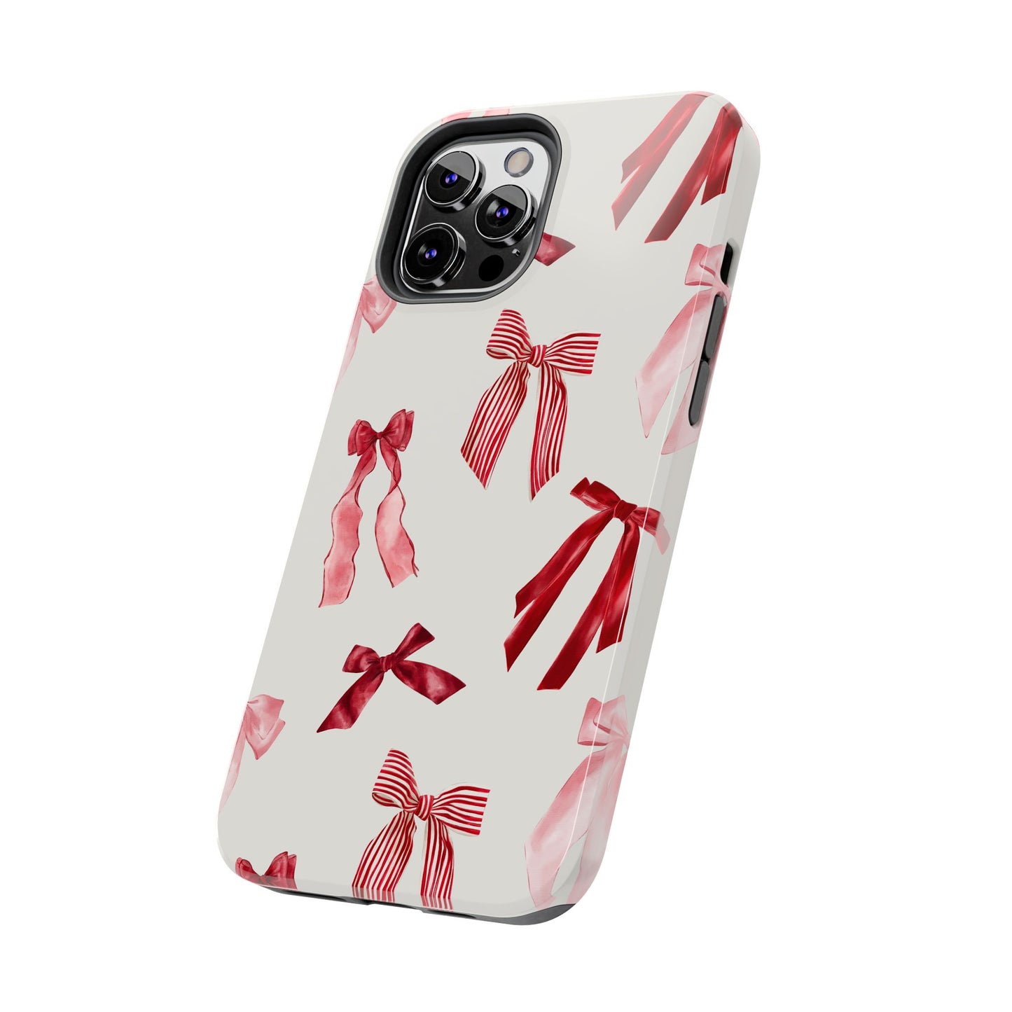 Burgundy Chic Bow Design Phone Case – Customizable, Dual-Layer Protection for iPhone & Samsung