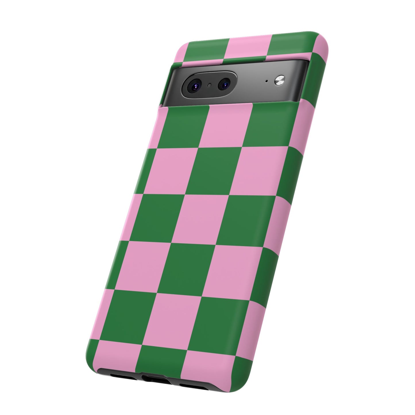 Pink Retro Checkered Phone Case – 90s Aesthetic, Vintage Grid Pattern for iPhone & Samsung - JGUS