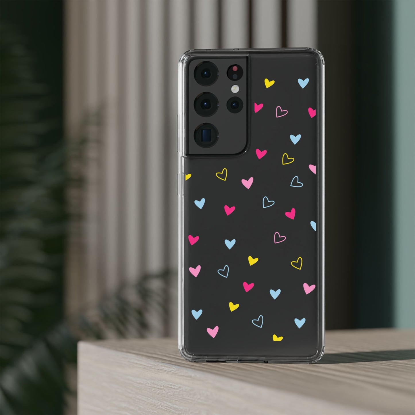 Transparent Heart Design Pattern Clear Phone Case