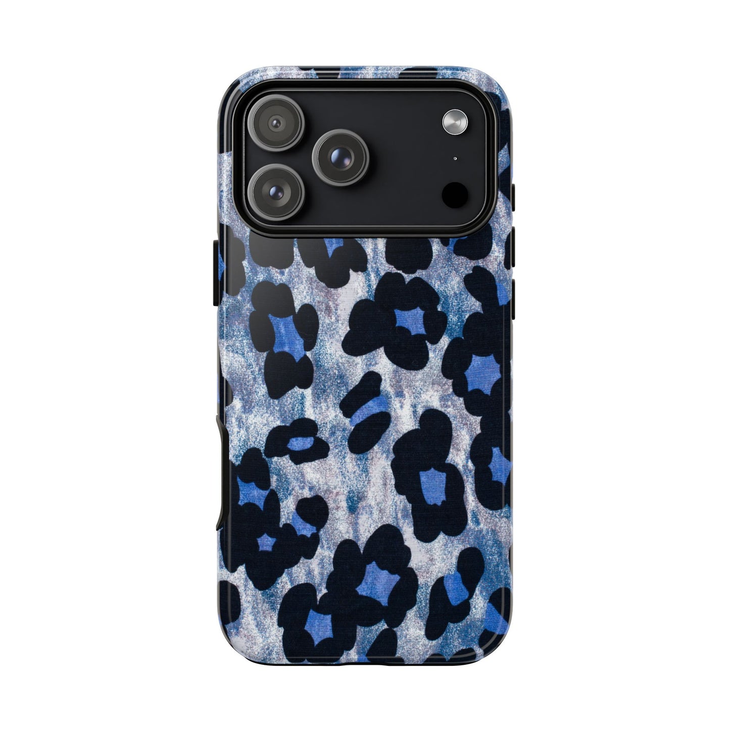 Blue & Black Leopard Print Phone Case – Bold Animal Pattern for iPhone & Samsung