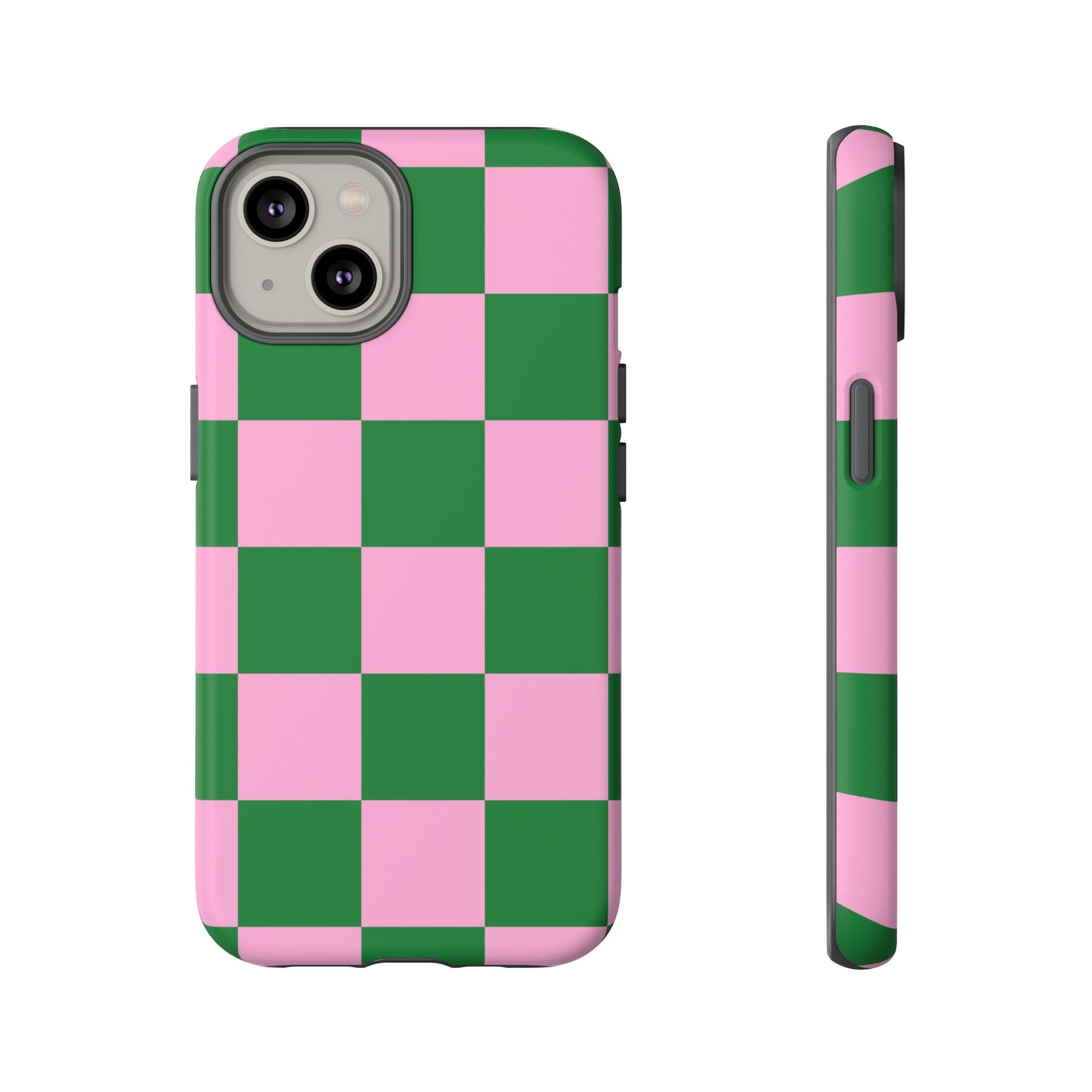 Pink Retro Checkered Phone Case – 90s Aesthetic, Vintage Grid Pattern for iPhone & Samsung - JGUS