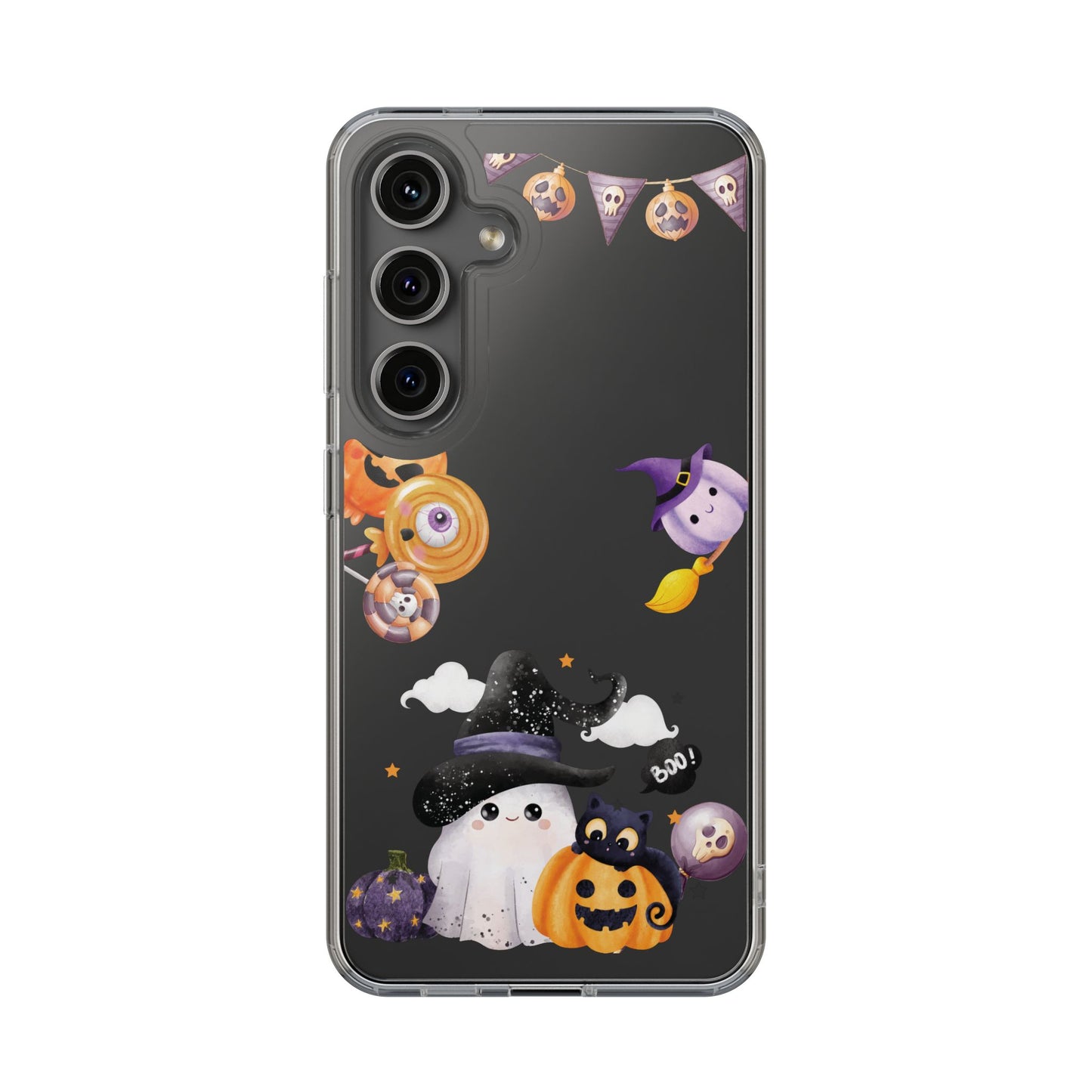 Halloween Clear Phone Case, Spooky Ghost iPhone 13 14 12 15 Pro Case, Trick or Treat Cover, Cute Halloween Gift