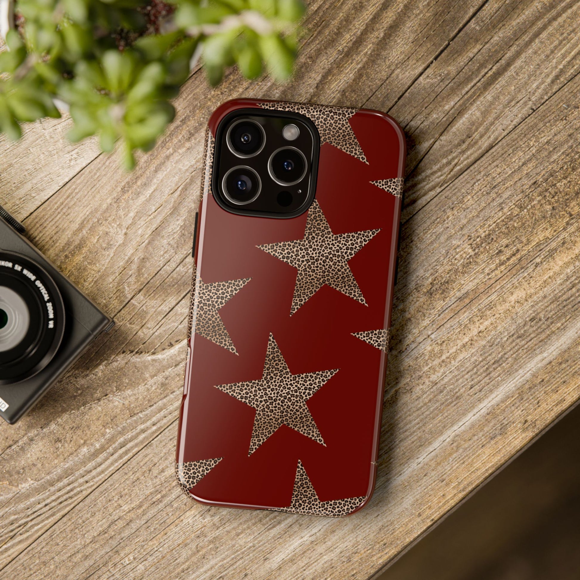 Leopard Star Luxe - Burgundy Edition | Aesthetic Coquette Phone Case for iPhone & Galaxy - JGUS