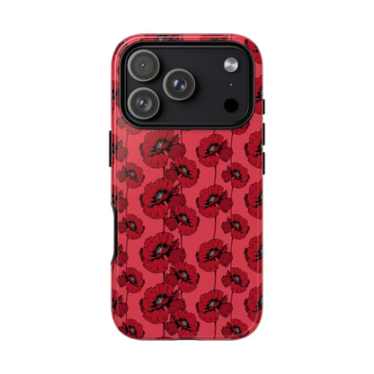 Red Poppy Phone Case for iPhone, Samsung & Google Pixel – Bold Floral Statement Aesthetic - JGUS