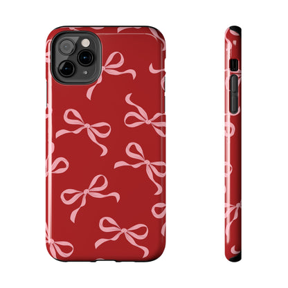 Pink Bows on Red Phone Case