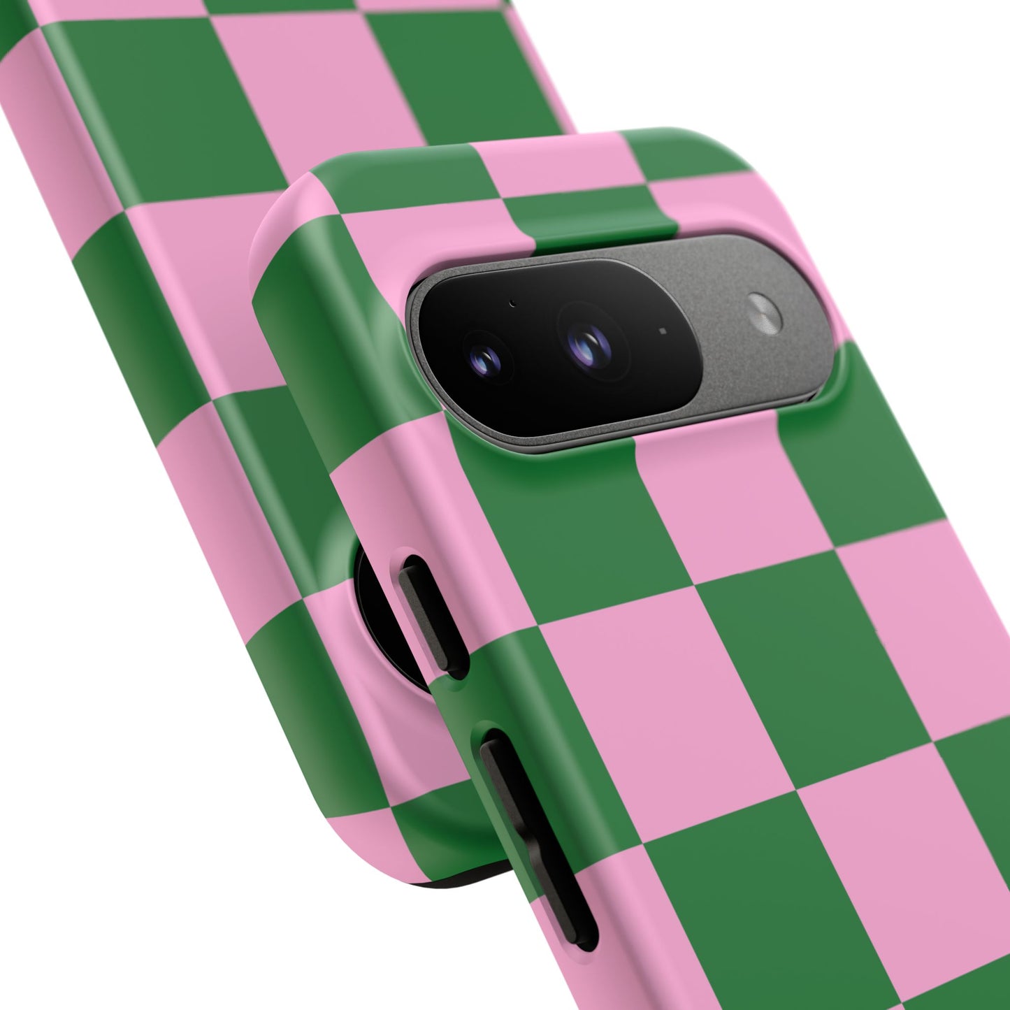Pink Retro Checkered Phone Case – 90s Aesthetic, Vintage Grid Pattern for iPhone & Samsung - JGUS