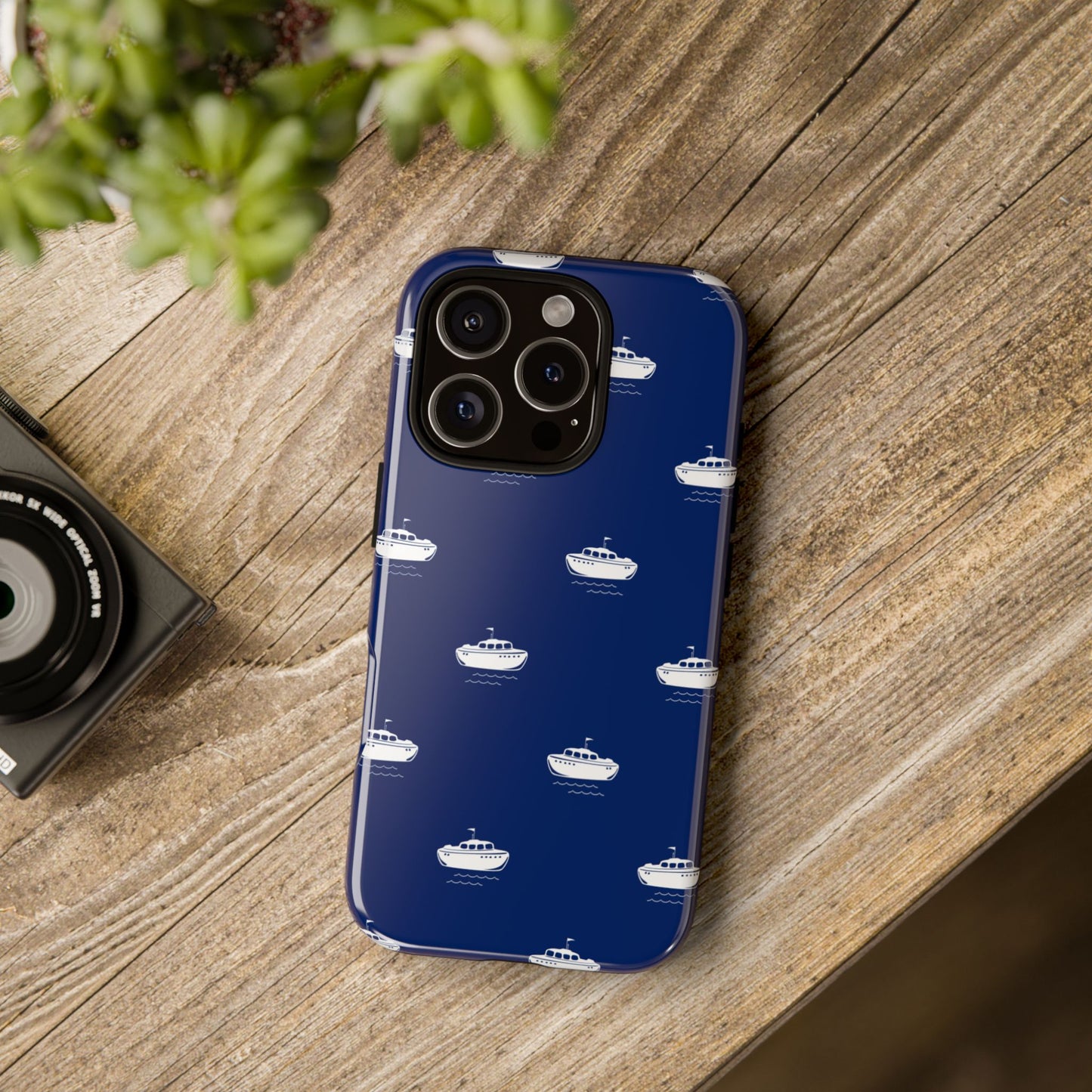 Blue Boat Phone Case – Calm Ocean Pattern for iPhone & Samsung, Durable & Stylish Protection - JGUS