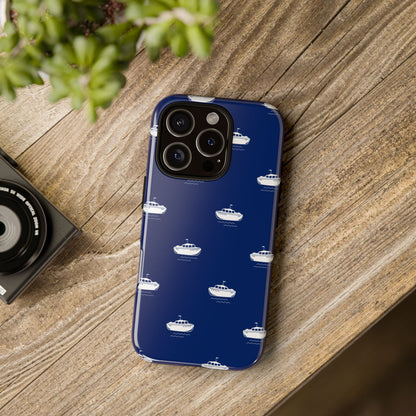 Blue Boat Phone Case – Calm Ocean Pattern for iPhone & Samsung, Durable & Stylish Protection - JGUS