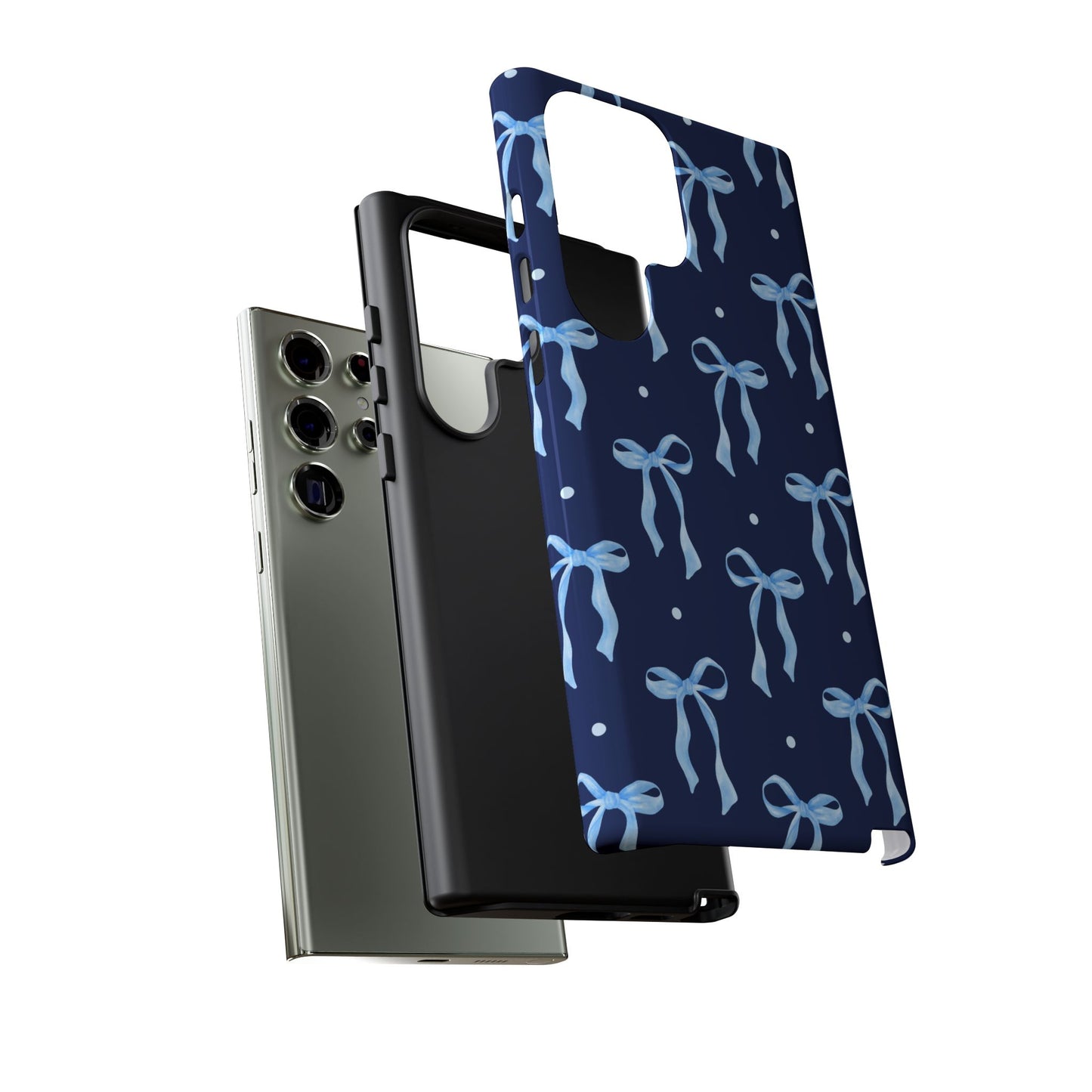 Bows & Blues Phone Case – Aesthetic Ribbon Print | Fits iPhone & Samsung - JGUS