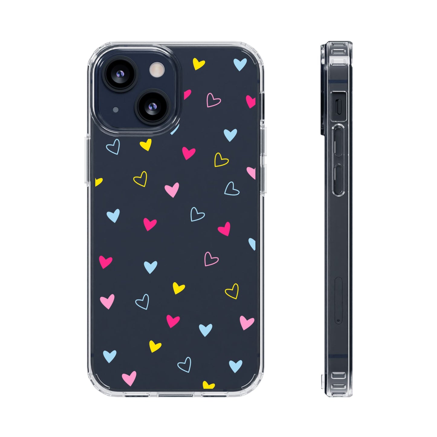 Transparent Heart Design Pattern Clear Phone Case