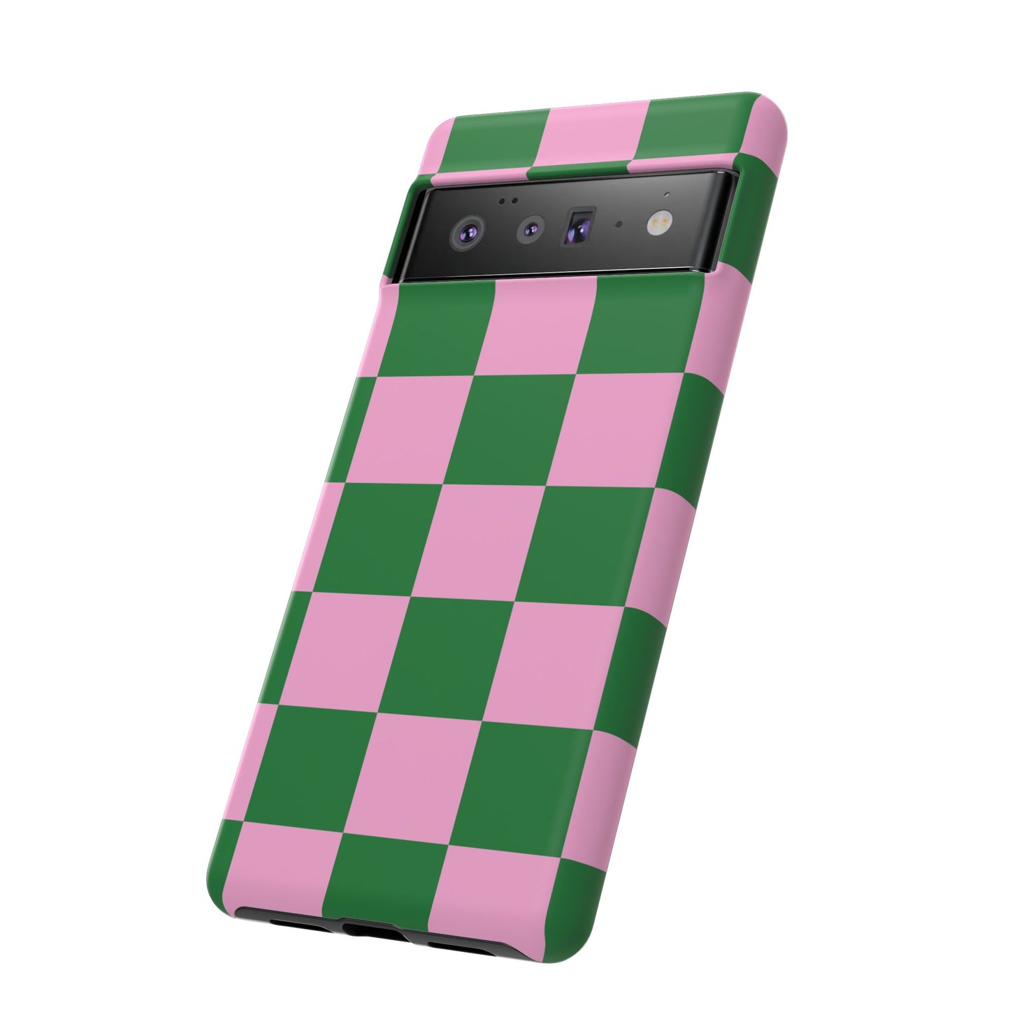 Pink Retro Checkered Phone Case – 90s Aesthetic, Vintage Grid Pattern for iPhone & Samsung - JGUS
