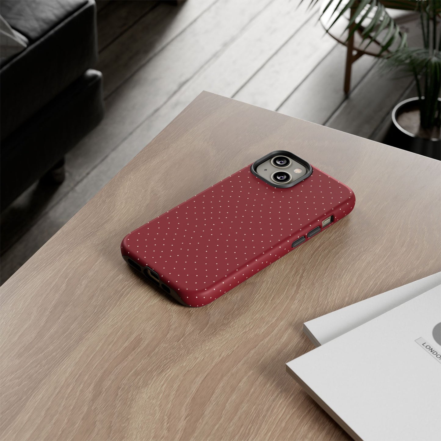 Burgundy  & White Dots Case - JGUS