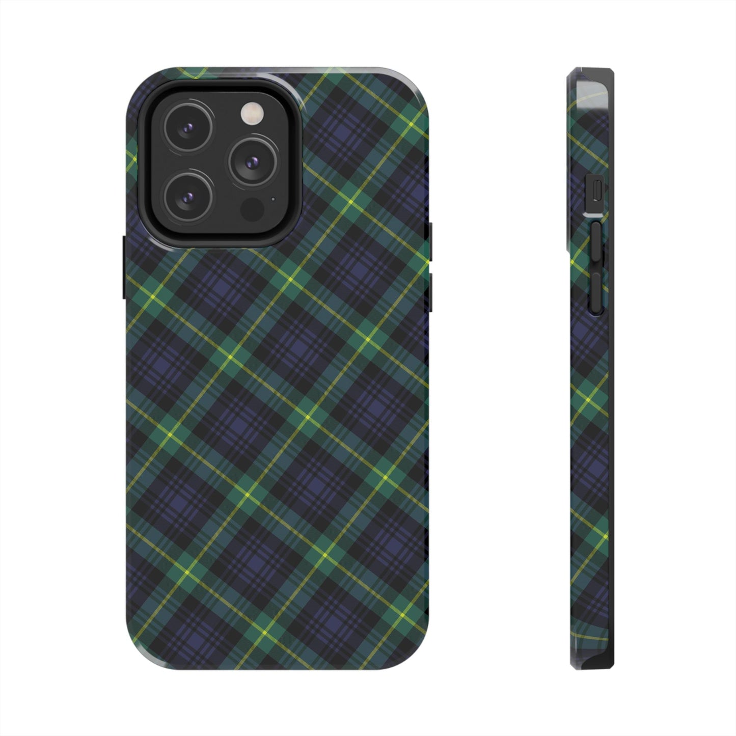 Jade Plaid Luxe Phone Case – Dual-Layer Protection for iPhone & Samsung