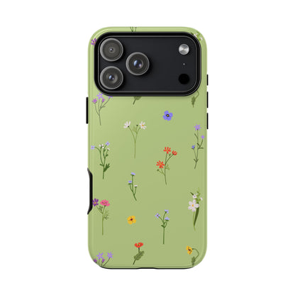 Pastel Green Wildflower Phone Case – Cute Floral Pattern for iPhone & Samsung