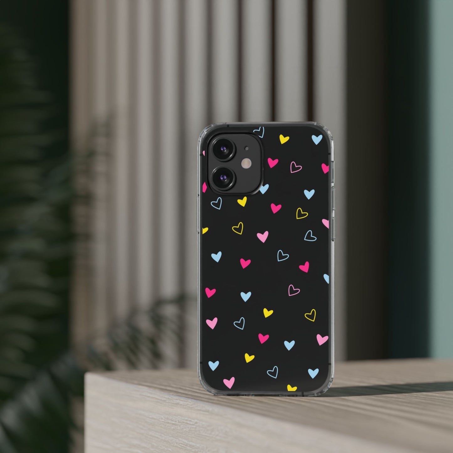 Transparent Heart Design Pattern Clear Phone Case