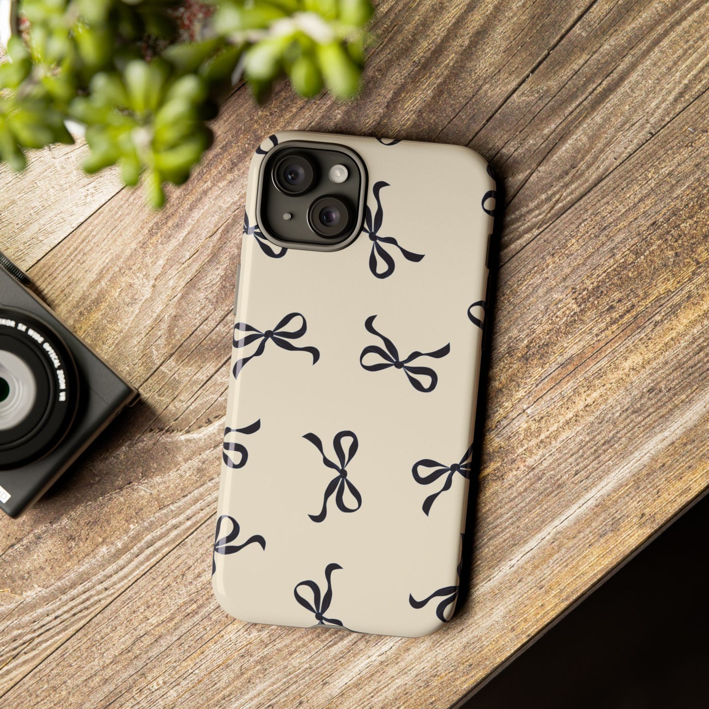 Beige and Black Bow Phone Case - JGUS