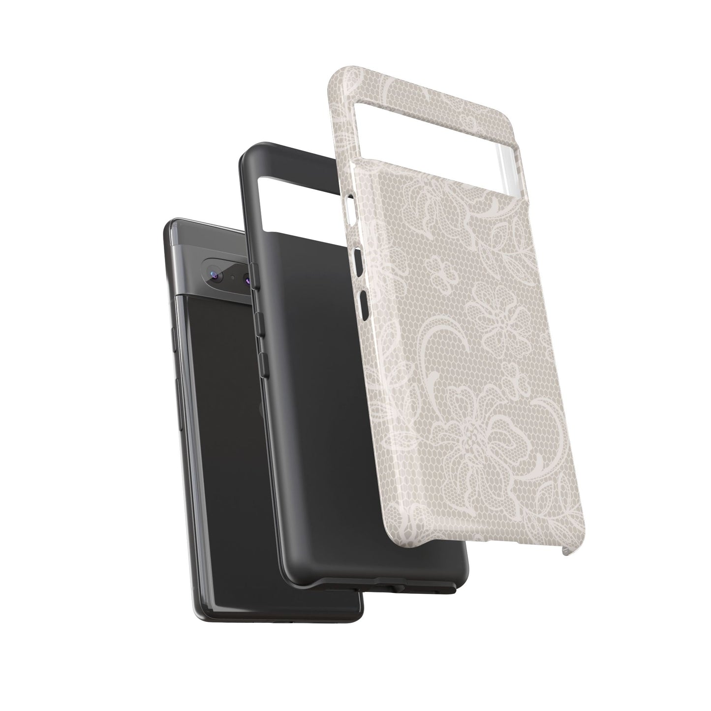Lace Phone Case for iPhone Samsung Pixel – Cream Floral Elegant Aesthetic - JGUS