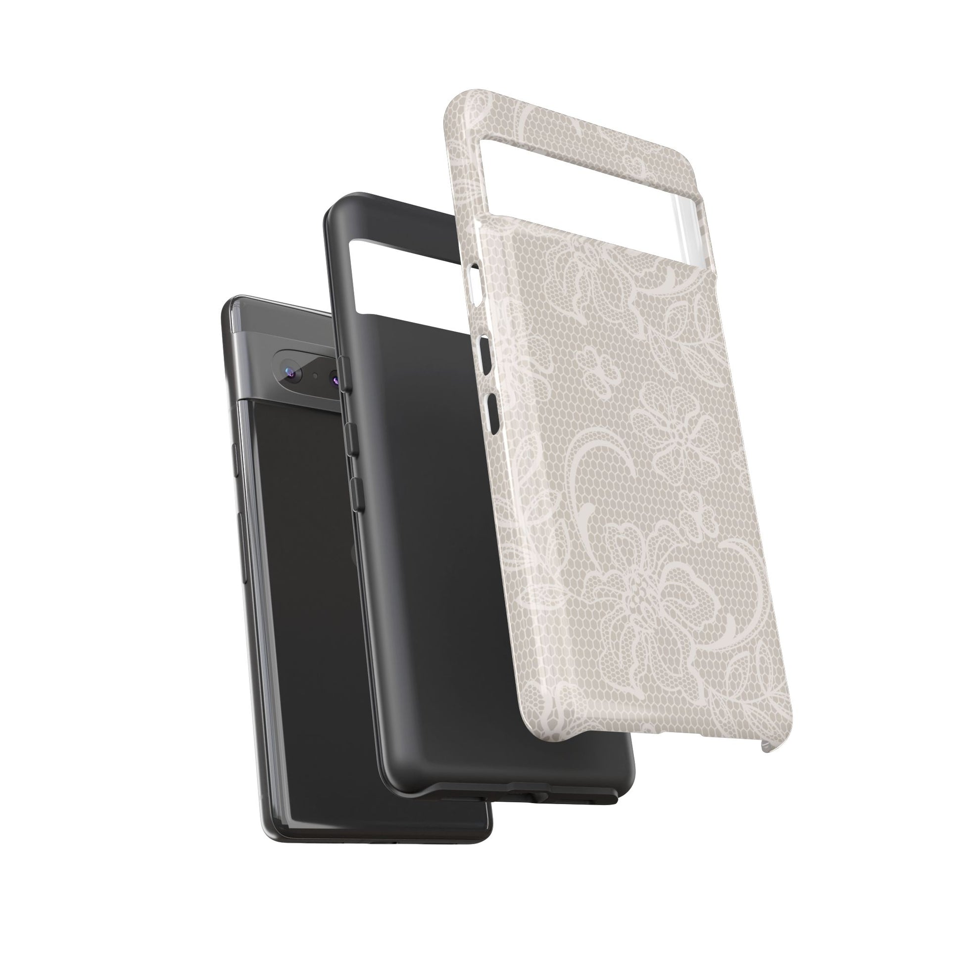 Lace Phone Case for iPhone Samsung Pixel – Cream Floral Elegant Aesthetic - JGUS