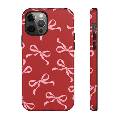 Pink Bows on Red Phone Case - JGUS
