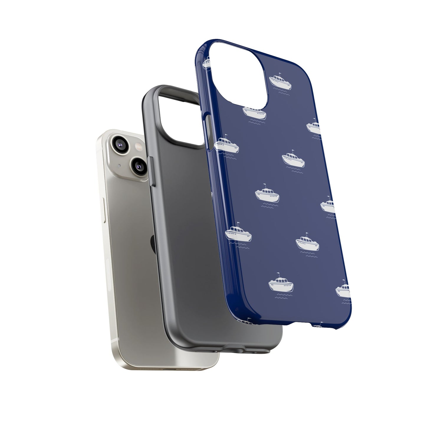 Blue Boat Phone Case – Calm Ocean Pattern for iPhone & Samsung, Durable & Stylish Protection - JGUS